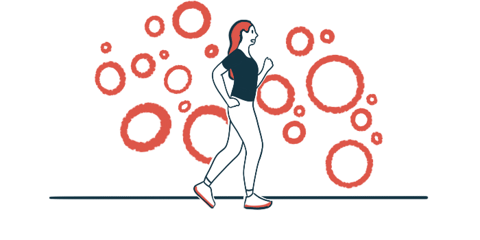 cartoon graphic of a woman walking