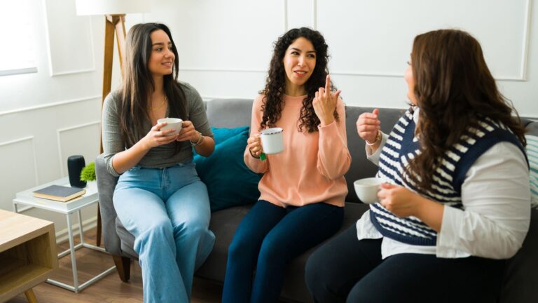 Women sitting and drinking coffee