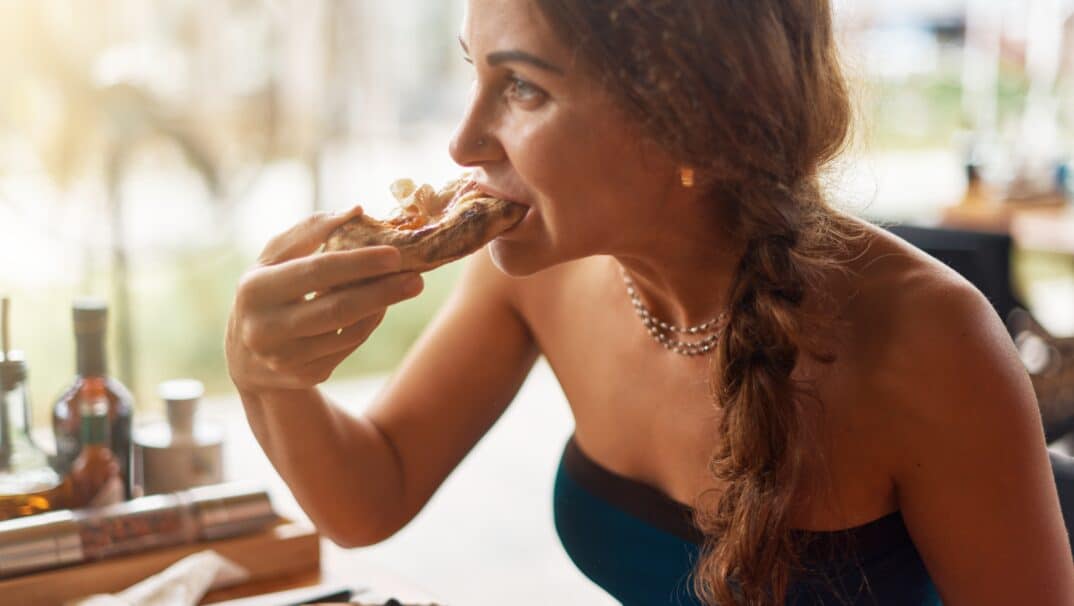 MS and Swallowning and Eating Woman Eating Crunchy food