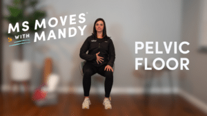 Physical Therapist Mandy Rohrig demonstrating "MS Moves with Mandy" "Pelvic Floor" exercises