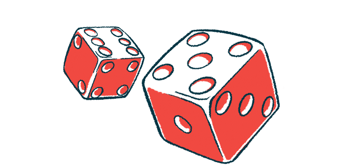 Cartoon of two dice being rolled.